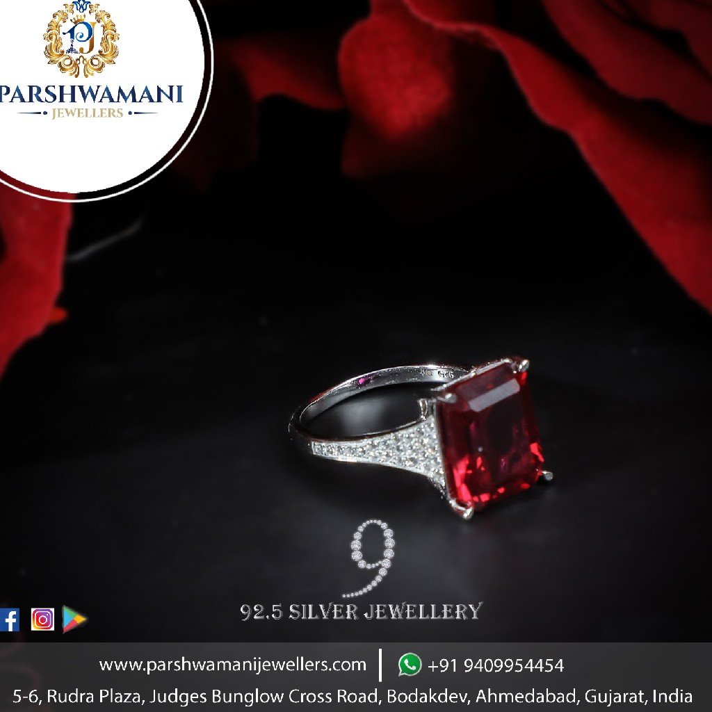 92.5 Sterling Silver Red Russian Big Stone cz Ring for Women