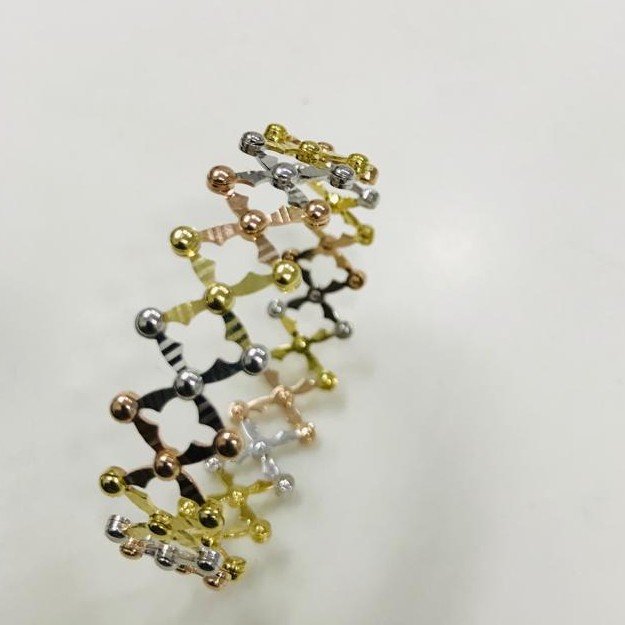 22KT Yellow Gold Three Tone Zik Zake Beauty Brecelet For Women