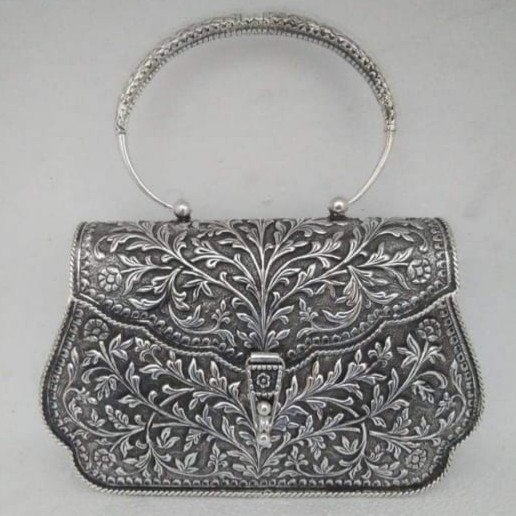 92.5 Sterling silver Designer Full Oxidised Purse For Women