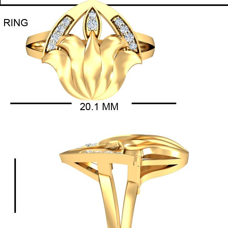 22KT Yellow Gold Twin wingflow Ring For Women