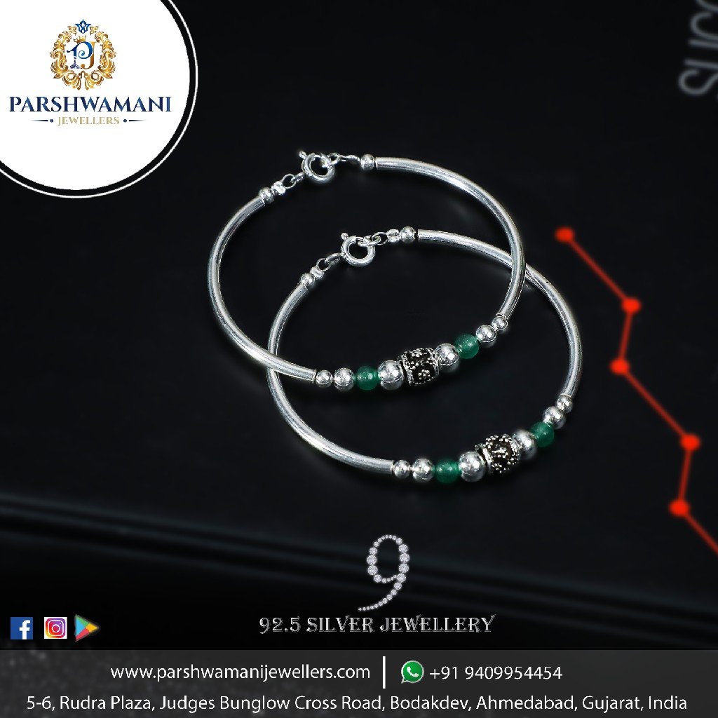 92.5 Sterling Silver Openble Oxidised Bachha kadli