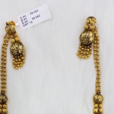 22KT Gold Beads Designer Long Necklace Set