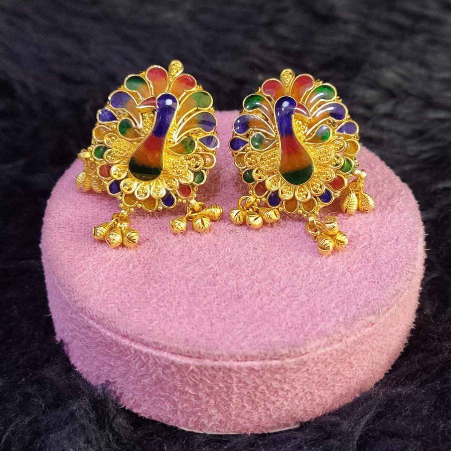 22KT/916 FANCY PEACOCK EARRINGS GBT-001