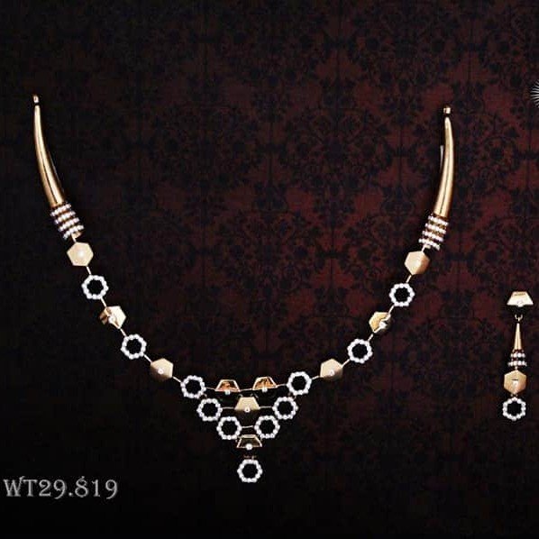 18k 750 Rose Gold Necklace with cubic stone special for Women