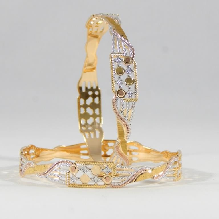 22KT Pair Of Gold Bangles And Twisted Degine For Women